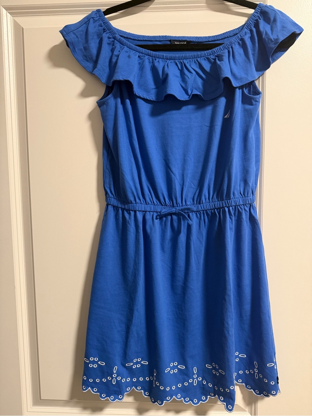 Nautica Girls' Royal Blue Ruffle Neck Dress